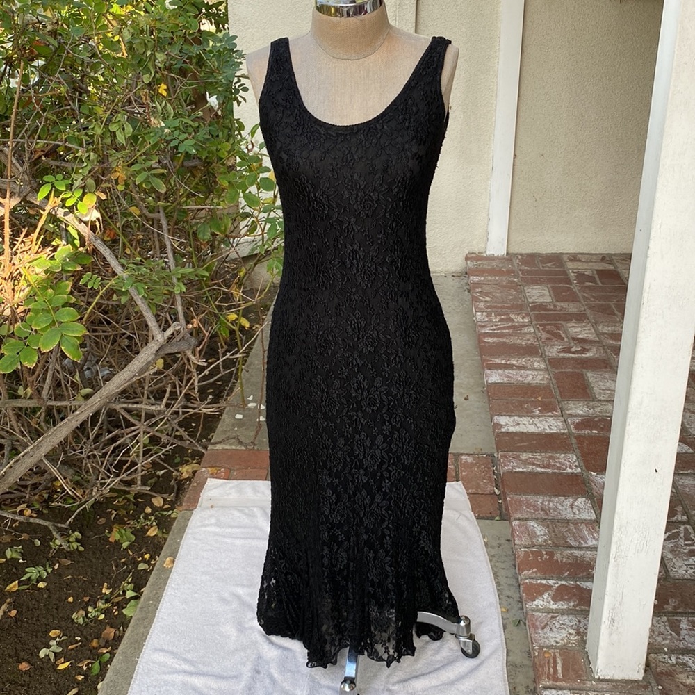 SARA MIQUE VINTAGE BLACK SILK FRENCH LACE - Picture 14 of 16